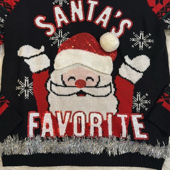 Christmas sweater size large color black Santa’s Favorite - Picture 2 of 4